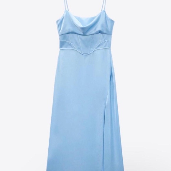 Elegant Blue Sleeveless Dress - Picture 2 of 6